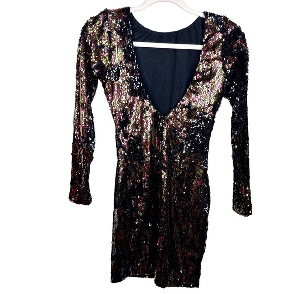 Dress the Population NWOT Lola Black Multi Sequin Bodycon Dress XS - Picture 7 of 16